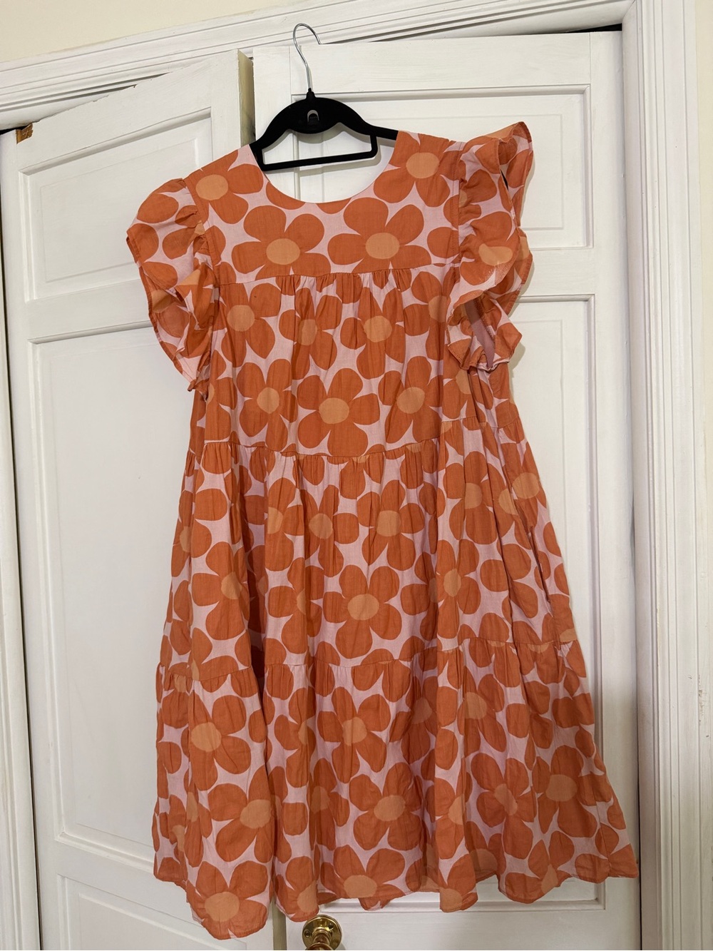 Orange Floral Tiered Ruffle Dress